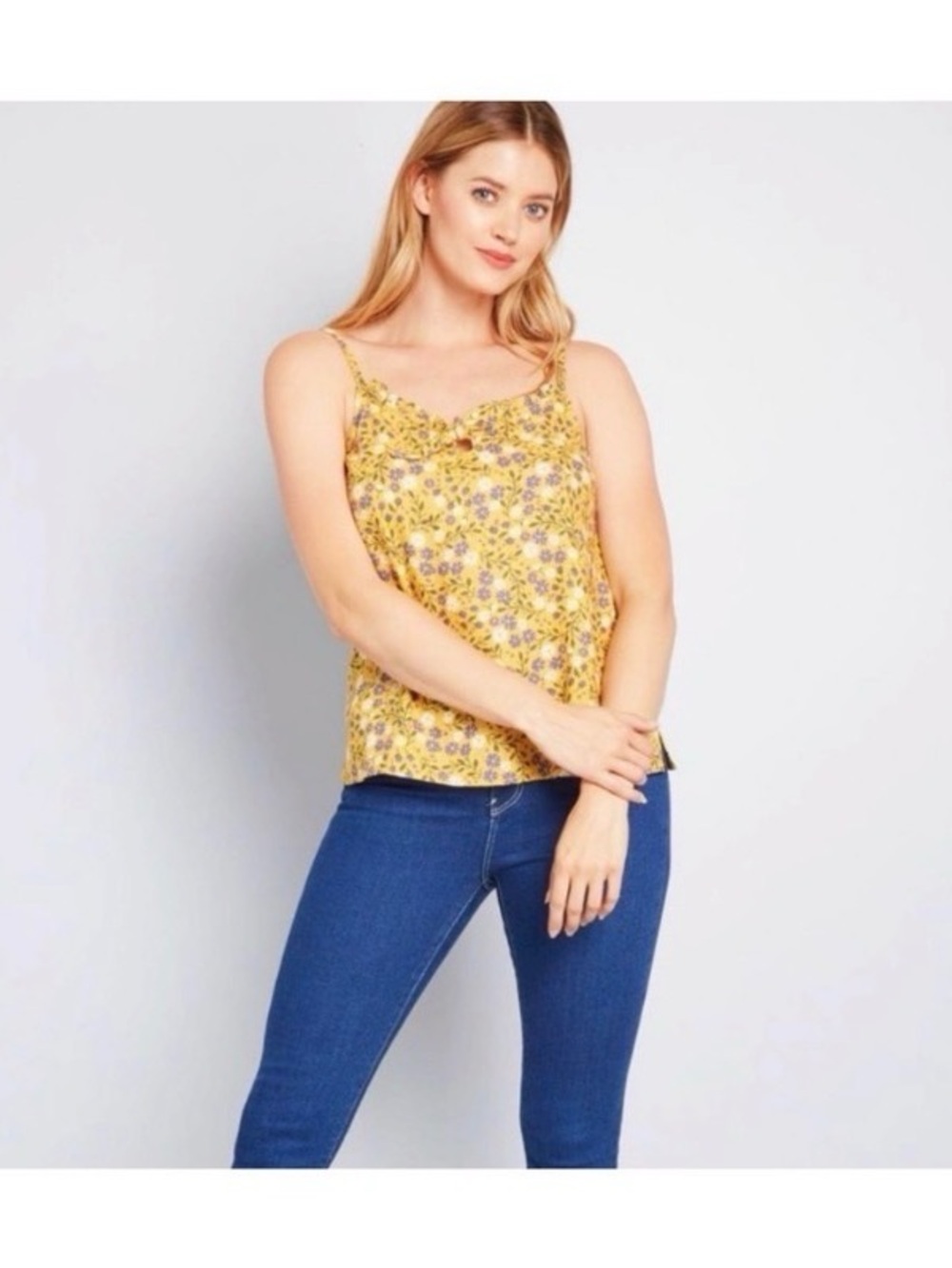 MODCLOTH YELLOW FLORAL TANK TOP - Picture 3 of 7